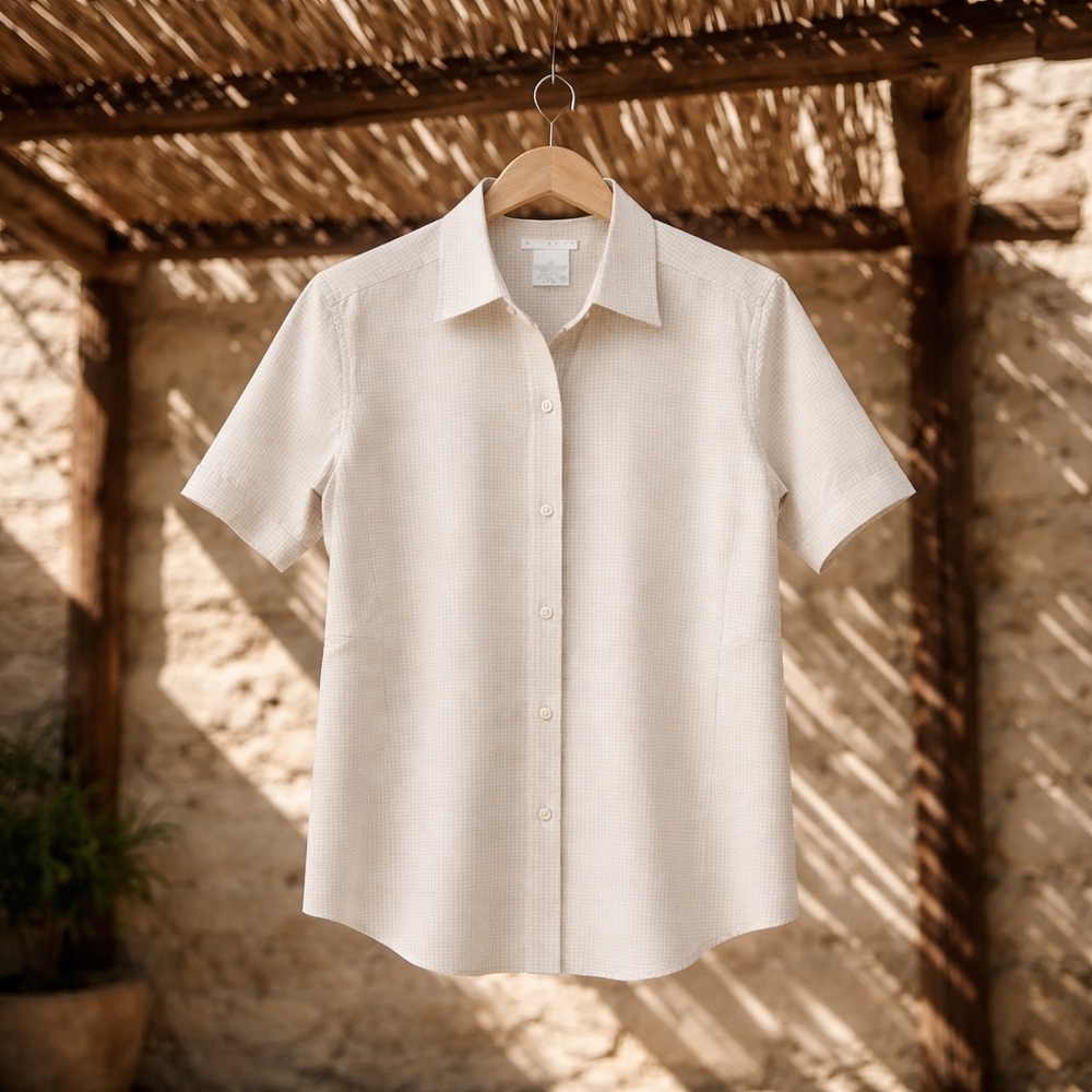Exofficio Shirt Women's Small/Med Cream White Button Up Outdoors Hiking Trail